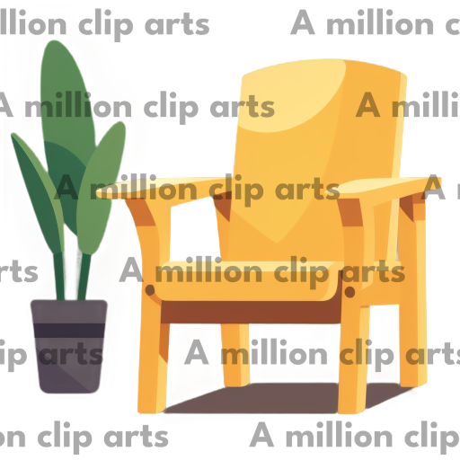 Chair with Plant clipart