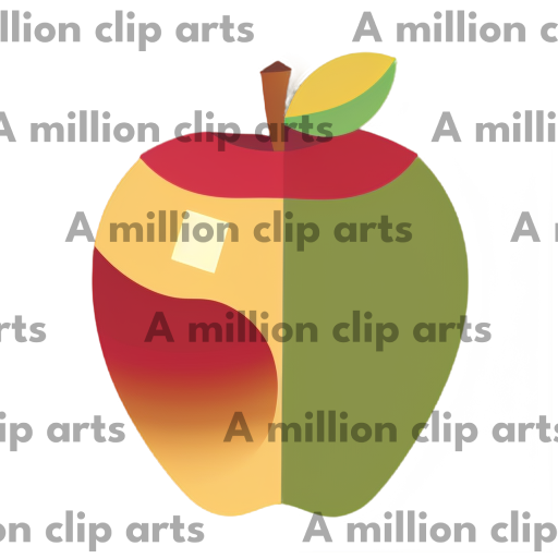 Half Red Green Apple clipart