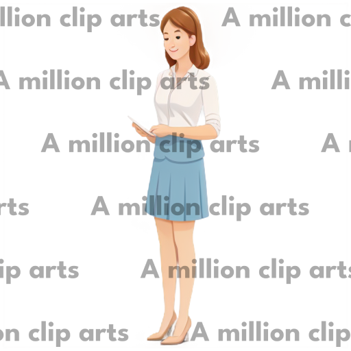 Woman with Phone clipart