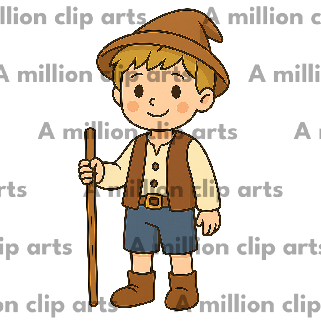 Boy with Stick clipart