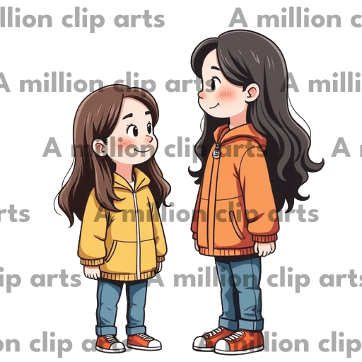 Girls in Jackets clipart