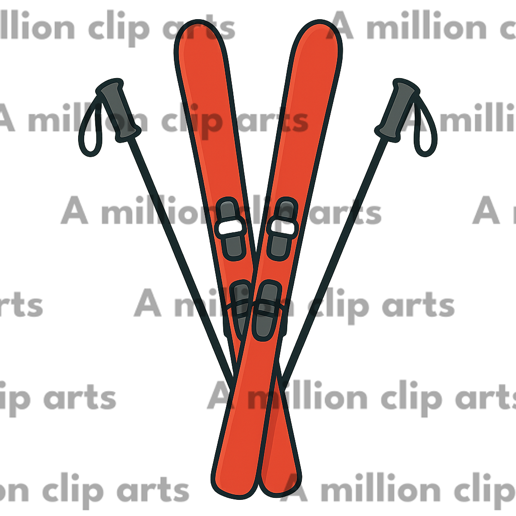 Red Skis clipart