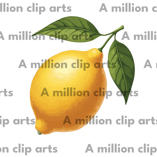 Lemon with Leaves clipart